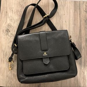 Black leather crossbody small satchel